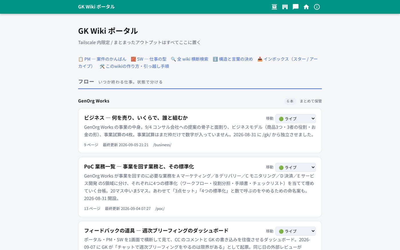 置き場の画面